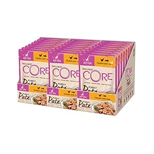Wellness CORE Purely Paté Chaton, Pâtée Chaton, Nourriture Humide Chat, sans céréales, à Haute teneur en Viande, Poulet & Thon, 24 x 85g