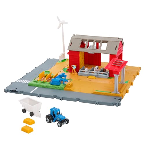 MATCHBOX Action Drivers Farm Adventure - Spielset mit aktivierbaren Funktionen und Geräuschen, Traktor, abnehmbare Figuren und Zubehör, für Kinder ab 3 Jahren, HRY42