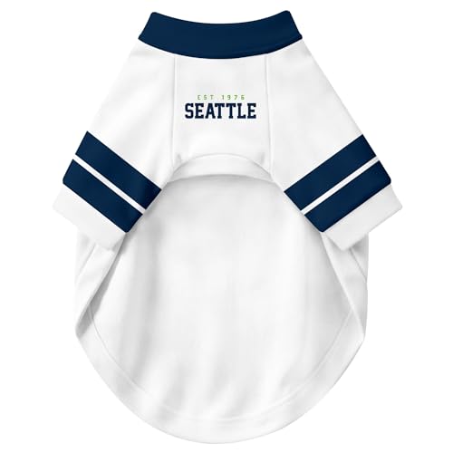 Image of Seattle Dog Clothes Jersey Style Personalized Pet T Shirt with Custom Name Number for Small Medium Large Dogs