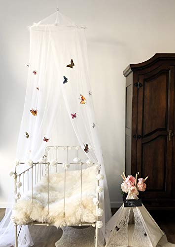 Dream Tada Cinderella Room Decorations, Girl's Bed Canopy - Kid's Glow In The Dark Butterflies Netting, Fit Twin Full Queen, Diy Kit Make A Wish As You Place Each Butterfly #TOP4