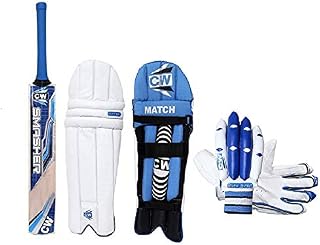 CW Kit de Cricket de Madera para Todos los Grupos de Edad Kashmir Willow Cricket Bat Tamaño 3-6 Kit de Guantes de críquet para niños – Senior Hombre Tamaño Completo Kit de Mano Izquierda y Derecha