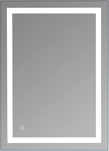 Miniatura 1 de Tesmula gt2-LC - Espejo de baño con tira de luz cuadrada incorporada, 28 x 20 pulgadas, color plateado