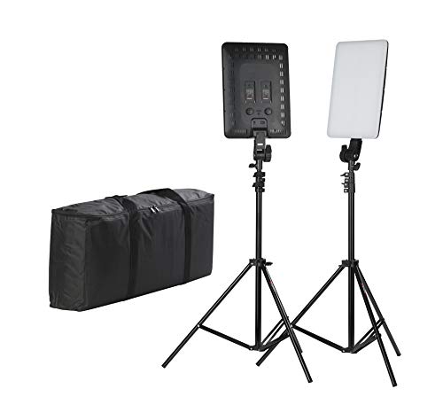 Quadralite Thea 450 LED Panel Kit (2 Pieces: Quadralite Thea 450 LED Panel, 2 Light Stands 195 cm, Maximum Power: 45 W, Light Weight: 1403 g)