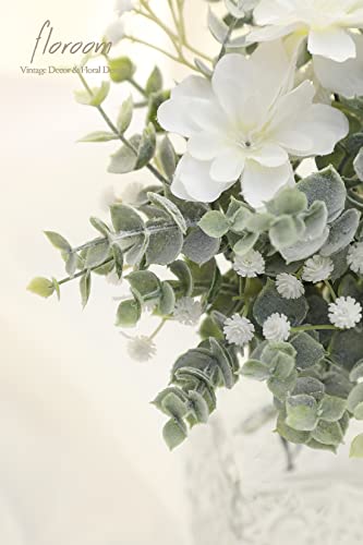 Floroom Artificial Flocked Eucalyptus Stems Faux Greenery Spray, 18Pcs Best Filler Fake Plants For Diy Wedding Bouquet Centerpieces Arrangement #TOP5