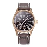 FTEOXLC Orologio da pilota automatico da uomo, in bronzo massiccio, 39 mm, quadrante nero, vetro zaffiro, movimento NH35, orologio sportivo, V 1, Pilota/Aviatore
