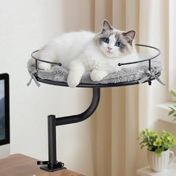 Cat Desk Bed, Height Adjustable 360 Rotating Cat Hammock, 40lb Capacity