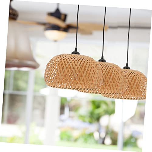 Housoutil Abajur De Bambu Decoração De Lanterna Abajures Rústicos Abajur Tecido Perto Da Luz De Teto