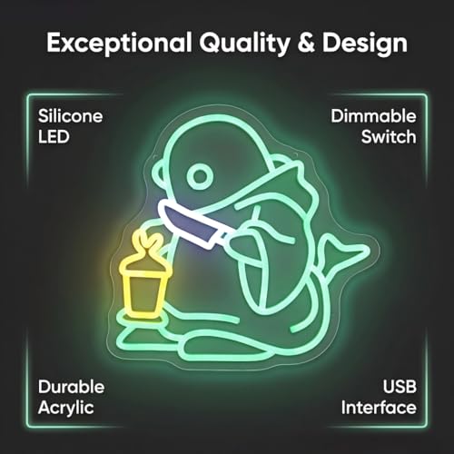 Image of Mysterious Lantern Bearer Neon Sign, Green Glow, 13 inchx12.6 inch