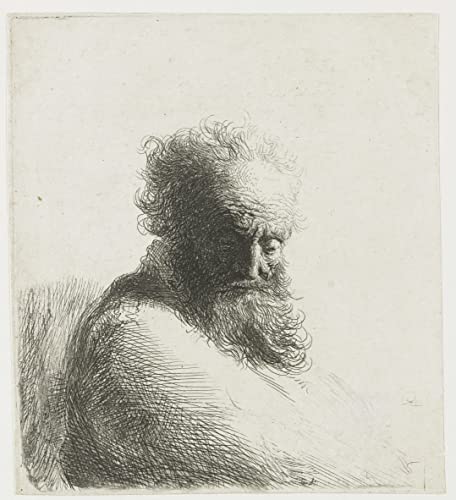 Impression d'affiches d'art Rembrandt affiche toile portrait vieil homme barbu 60x90