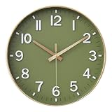 Tyme horloge murale, horloge moderne analogique de 30 cm avec mouvement silencieux, couleur Vert Or