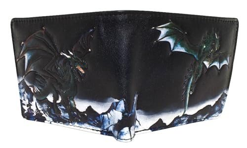 Shag Wear Medieval Dragon Men's and Teen Boy's Billfold Wallet Vegan Faux Leather Black3