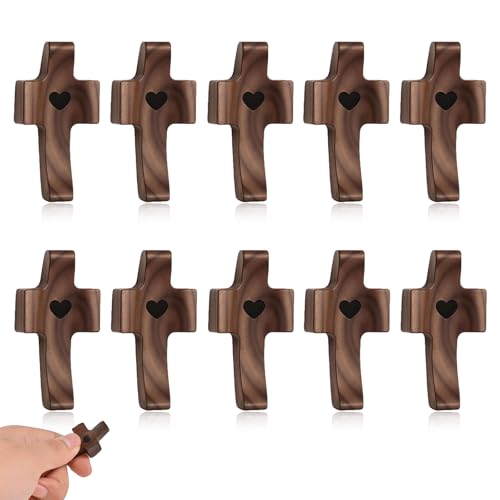 Cruz de madera de bolsillo ETUIH para meditación diaria y calma en la oficina pack de 10
