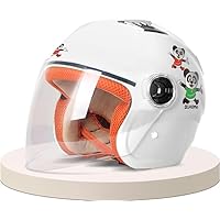 Halve Motorhelm Voor Kinderen, 3/4 Elektrische Open Helm Met Vizier Snelgesp, DOT Goedgekeurde Elektrische Retro Halfhelm Voor 7-16 Jaar Oud B,48-54CM