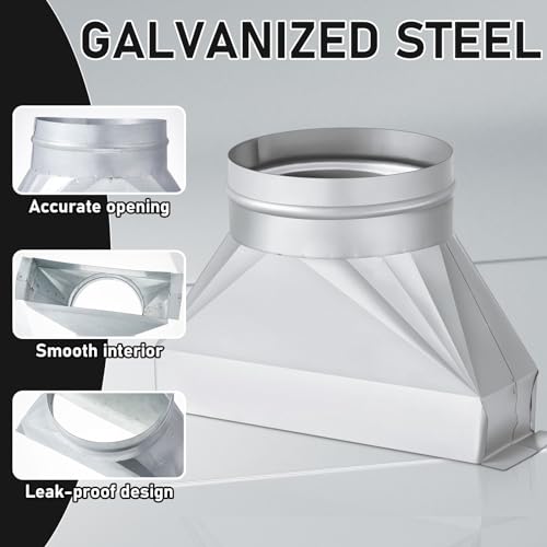 Tandefio 3-1/4 Inch X 10 Inch X 6'', 6 Inch Diameter Galvanized Transition Galvanized Round Transition Rectangular To Round Duct For Connecting Duct Fittings thumb #2