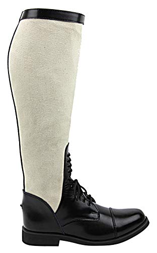 Hispar Ladies Summer Canvas Field English Horse Riding Boots With Cotton Calf Stylish Fashion Equestrian - Black 9.5 Regular Calf #TOP3