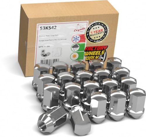 Image of Wheel Accessories Parts 20 Pcs 1 /2 inch-20 Thread OEM Style Lug Nuts 1.65 inch Long Chrome 7 /8 inch 22mm Hex Hex Fits Jeep Wrangler | Dodge Ram 1500 |