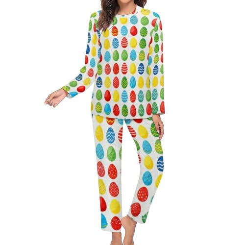 Image of Womens Pajamas Sets 2 Piece Long Sleeve Lounge Set Loose Pants Pj Sets Loungewear with Pockets