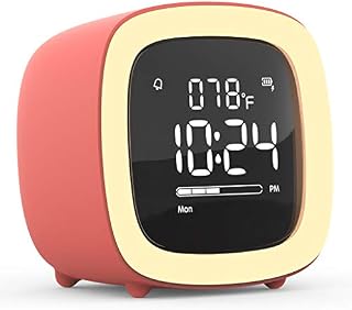 Kids Alarm Clock, Cute-TV Night Light Alarm Clock for Kids, Girls, Children, Bedroom