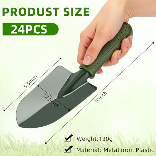 Yaocom 24 Pcs Garden Shovel Trowel Gardening Hand Tools Small Hand Shovels for Digging Metal Trowel Spade with Plastic Handle Anti Slippery for Lawn Yard Home Farm Planting - Thumbnail 2