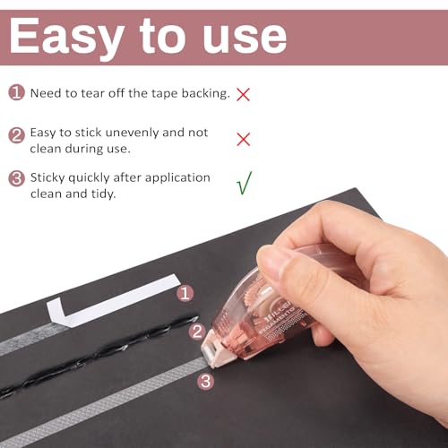 6 Pack Glue Tape Scrapbook Supplies, Double Sided Tape Roll Stick for Crafts, Sticky Tape Runner Scrapbooking Supplies for Crafting Photo Album Cards Journal School Office Gift Wrapping, 0.24IN x 20FT