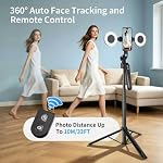 YAyusi 70.9" Auto Tracking Face Selfie Stick Tripod pour iPhone avec lumière, pas d'application, 360° Tripode de rotation qui suit votre mouvement avec télécommande pour l'enregistrement Vlog/Live Stream/Video
