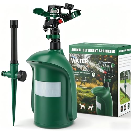 Motion Activated Sprinkler with PIR Sensor – Animal Repeller for Gardens, Cat and Bird Deterrent, Heron Deterrent for Ponds, IP44 Waterproof, Up to 10m Range