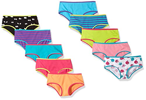 Spotted Zebra Girls' Kids Bikini Underwear, 10-Pack Monsters, Medium