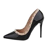 (Leer) Ital-Design Damenschuhe Pumps High Heel Pumps Synthetik Schwarz Gr. 36
