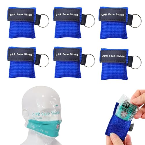 JYXNU 6Pcs Kit Sauvetage d'urgence, Masque Respiratoire de Premiers Secours, Mini CPR Maske Face Shield, Champ Respiratoire Portable, Protection Respiratoire Bouche-à-Bouche pour Les Secours d'Urgence