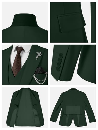 Men's Green Classic Fit 3-Piece Suit Set: Double Breasted Tuxedo for Wedding, Prom, Business2