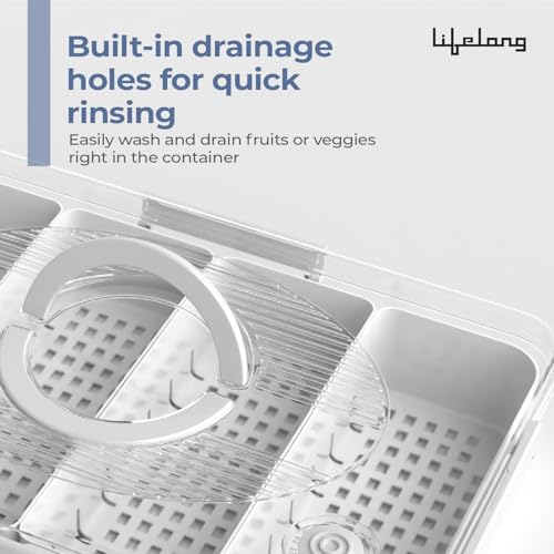 Image of Lifelong Fridge Storage Box With 4 Removable Containers | Multipurpose Organizer For Fruits, Vegetables, Snacks | Airtight Transparent Container With Lid For Kitchen Storage And Refrigerator Shelf Use