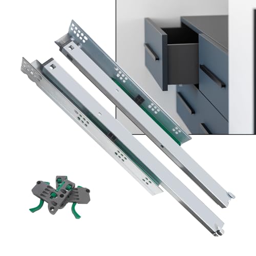 Image of Volo Undermount Drawer Slide Runner Bottom Undermount Channel, Silent Soft Closing Hydraulic with Locking Device (Capacity: 40 kg) (18 Inch / 450mm)