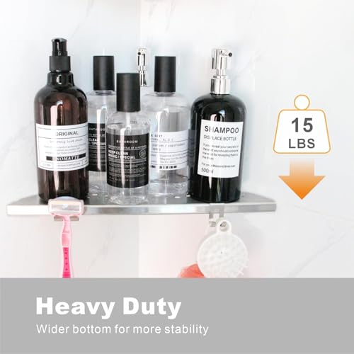 WELLUP Shower Shelf Brushed Nickel 2 Pack,Corner Shower Shelf with 4 Hooks by WELLUP - Used condition - Image 8