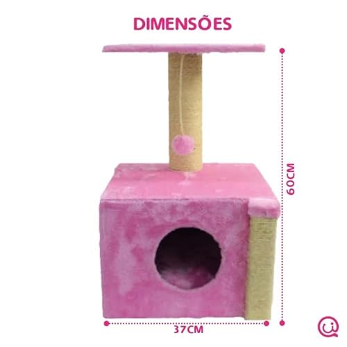 ARRANHADOR CASA PARA GATOS QUADRADA 3 PISOS ROSA