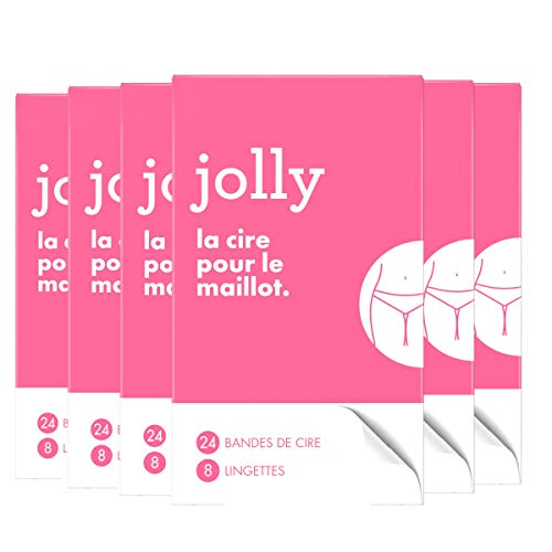 Jolly Bandes de Cire Maillot pour Femme et Lingettes de Finition, Peau Douce en 1 Application, Testées sous Contrôle Dermatologique (6x24 bandes)
