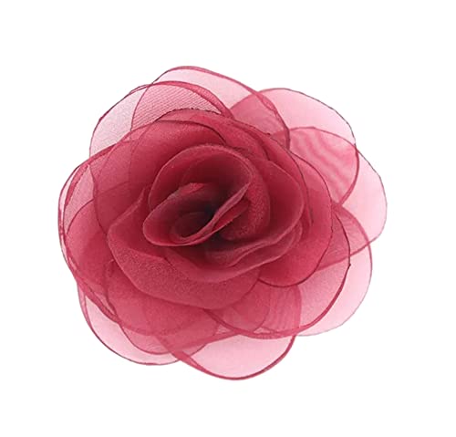 KABELIF 2 Stück Rose Brosche Ansteckblume Blume Haarspange Haarschmuck Blume Corsage Tasche Schuhe Hüte Zubehör zum Hochzeit Bankett Party 7 CM (Weinrot)