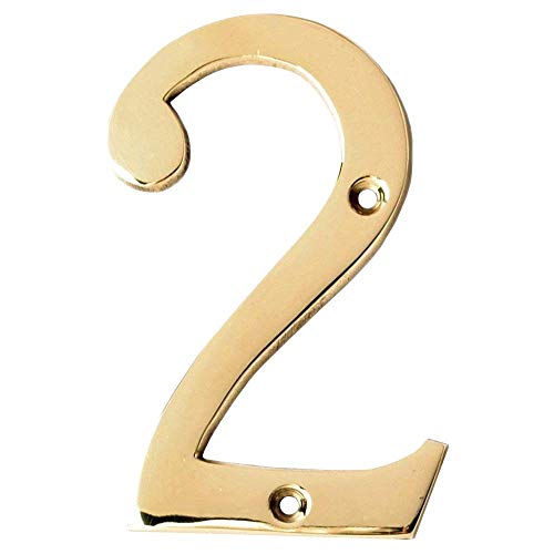 Motif 4-Inch Solid Brass Lacquered Polished Mailbox Numbers House Numbers For Outside House Numbers Address Sign For Door, Outdoor Decor (Number 2) #TOP7