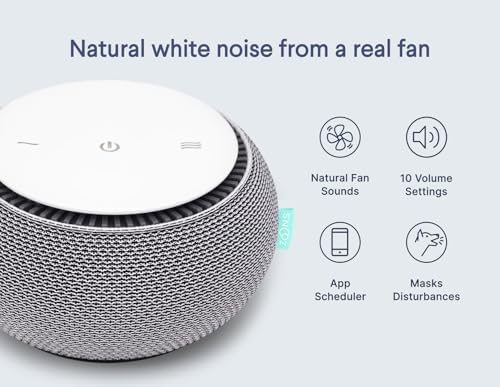 SNOOZ Smart White Noise Machine - Real Fan, Non-Looping Sound, Portable Sleep Aid, App Enabled, 10 Volume Levels - Cloud - Thumbnail 2