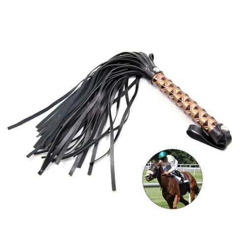 XQEUMC Fouet en Cuir Frangé, Fouet d'entraînement équestre en Cuir,pour Performance de Scène, L'entraînement à L'équitation,Accessoires de Costume (Brun)