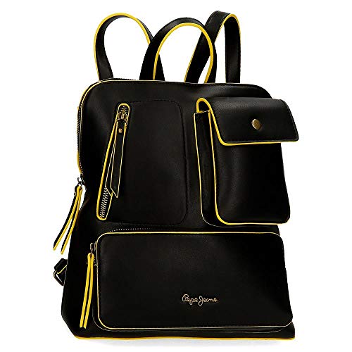 Pepe Jeans Zoe Mochila Casual Negro 31x35x12 cms Piel Sintética 13.02L