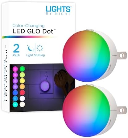 Lights By Night Color Changing Plug in Night Light, 2-Pack, Red, Green