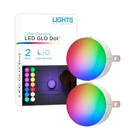 Lights by Night Color Changing Mini LED Night Light, Plug-in, Dusk to Dawn Sensor, Compact, 3 Modes, Ambient Lighting, for Kids or Adults, Bedroom, Bathroom, Nursery, Hallway, 2 Pack, 73683