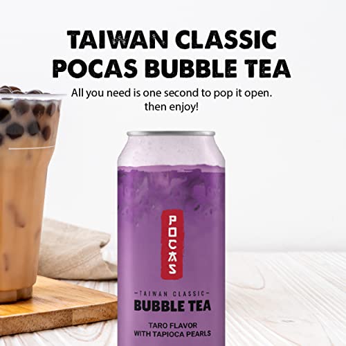 Pocas Bubble Tea with Tapioca Pearls, Taro (Pack of 8, 16.5 oz), Asian Drinks, Refreshing Milk Tea with Boba Pearls - Thumbnail 5