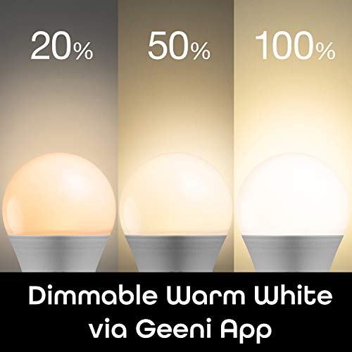 Geeni Lux 800 Smart Wi-Fi Led Dimmable White Light Bulb (2700K) – A19, 60-Watt Equivalent – No Hub Required – Works With Amazon Alexa, Google Assistant #TOP2