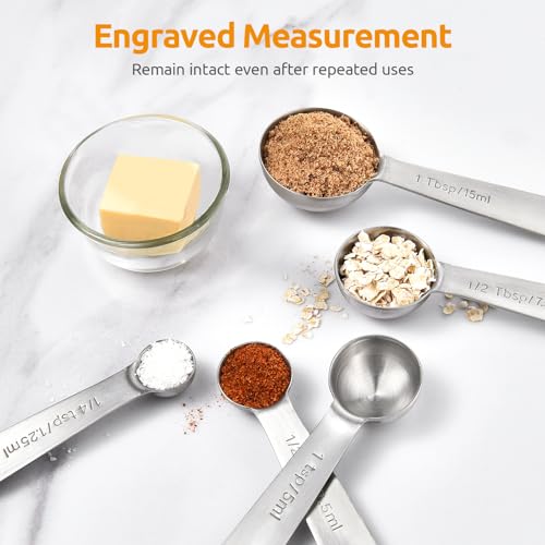 U-Taste 18/8 Stainless Steel Measuring Spoons Set of 5, Teaspoon Tablespoon by U-Taste - Image 4