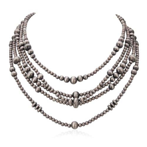 Rustic Coutures Western Necklace Jewelry for Women Cowgirl Navajo Pearls Layered Vintage Necklace RNS-1018SL