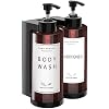 Plastic Soap Dispenser,Wall Mount Shower Pump,No-Drill Wall Mounted Shower Soap Dispenser,Shampoo and Conditioner Dispenser Modern Refillable Shampoo Pump Bottles for Shower Soap