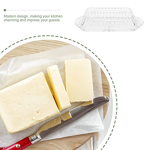Antique Butter Dish Butter Container Glass Butter Dish Rectangular Butter Keeper With Cover Lid Food Storage Container For West East Butter For Home Use Style B Butter Holder Butter Bowl #TOP4