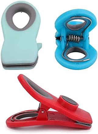 Jucoan 12 Pack Chip Bag Clip, Magnetic Food Clips, Kitchen Clips for Fridge Snack Bags Food Storage with Air Tight Seal, 3 Color