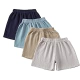 Rainjia Baby Jungen Mädchen Musselin Kurz Hosen Gr. 68/74/80/86/92, 3er Kinder Baumwolle Leinen Sommer Shorts 98/104 Einfarbige Lässige Kurze Hosen Bermuda 110/116/122